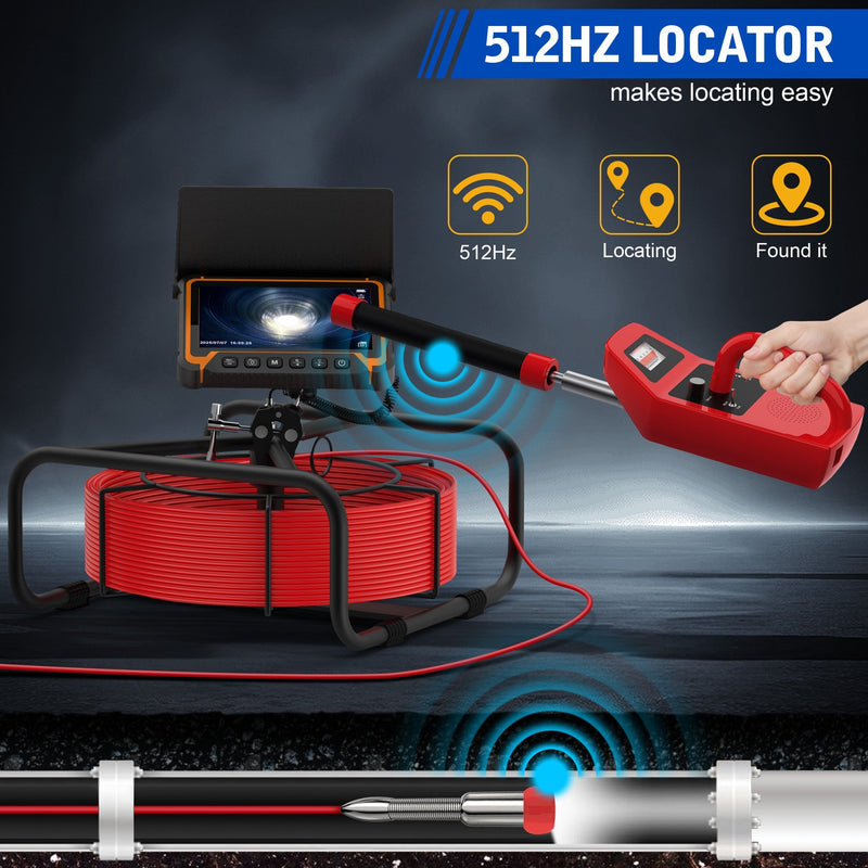 Octopusscan OS7DVE Sewer Inspection Camera – 512Hz Locator & Self-Leveling 7" Screen - Octopusscan