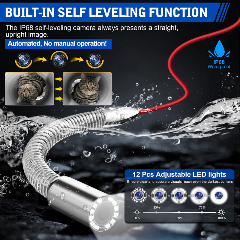 Octopusscan OS7DVE Sewer Inspection Camera – 512Hz Locator & Self-Leveling 7" Screen - Octopusscan