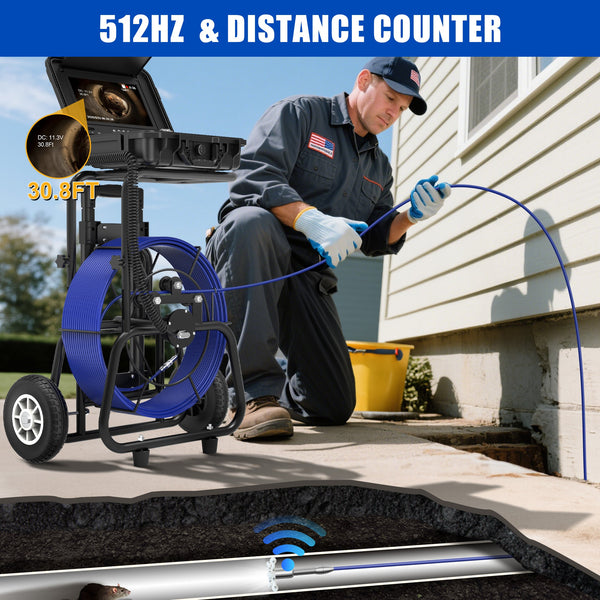 Octopusscan OS10DZ Sewer Inspection Camera – 512Hz Locator, Self-Leveling & 10" IPS Screen, 196ft Cable - Octopusscan