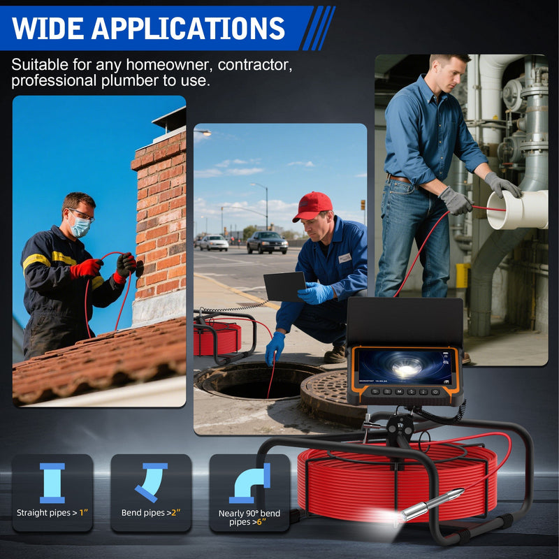 Octopusscan OS7DVE Sewer Inspection Camera – 512Hz Locator & Self-Leveling 7" Screen - Octopusscan