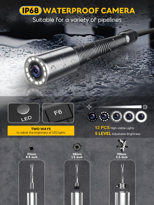 Self Leveling Camear Head with 512Hz Sonde Transmitter (22-23mm IP68) - Octopusscan