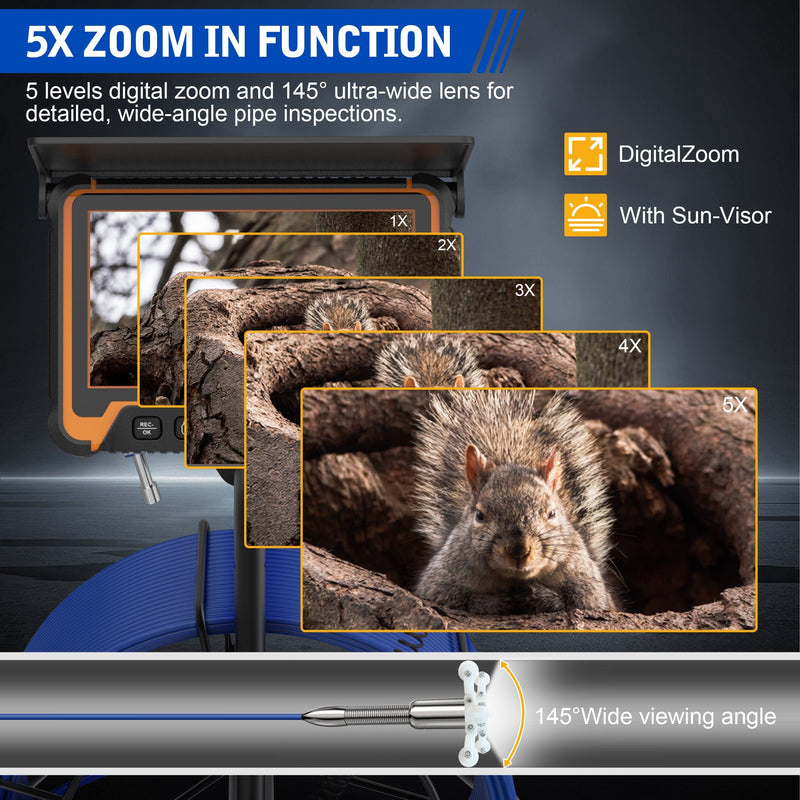 Octopusscan OS7DA Sewer Inspection Camera – 512Hz Locator & Self-Leveling 7" IPS Screen - Octopusscan